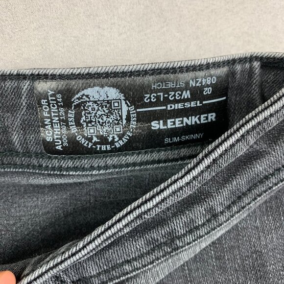 Diesel Mens Pants 32 Gray Distressed Jeans Sleenker Slim Skinny Stretch 32x32 - Picture 6 of 13